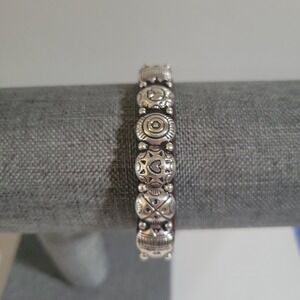 Brighton Brown Leather Silver Charm‎ Buckle Bracelet Size 6.5-7.25 Western